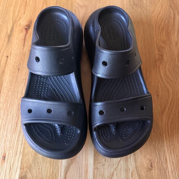 Crocs Classic Crush Platform Two-Strap Sandals Black Size 8 - Picture 7 of 10